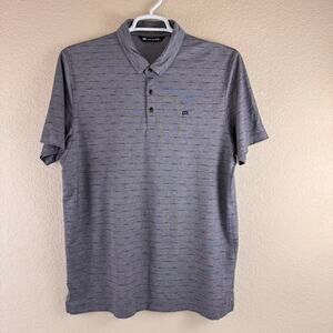 Travis Mathew Mens Size XL Gray Black Stripe Short Sleeve Golf Polo